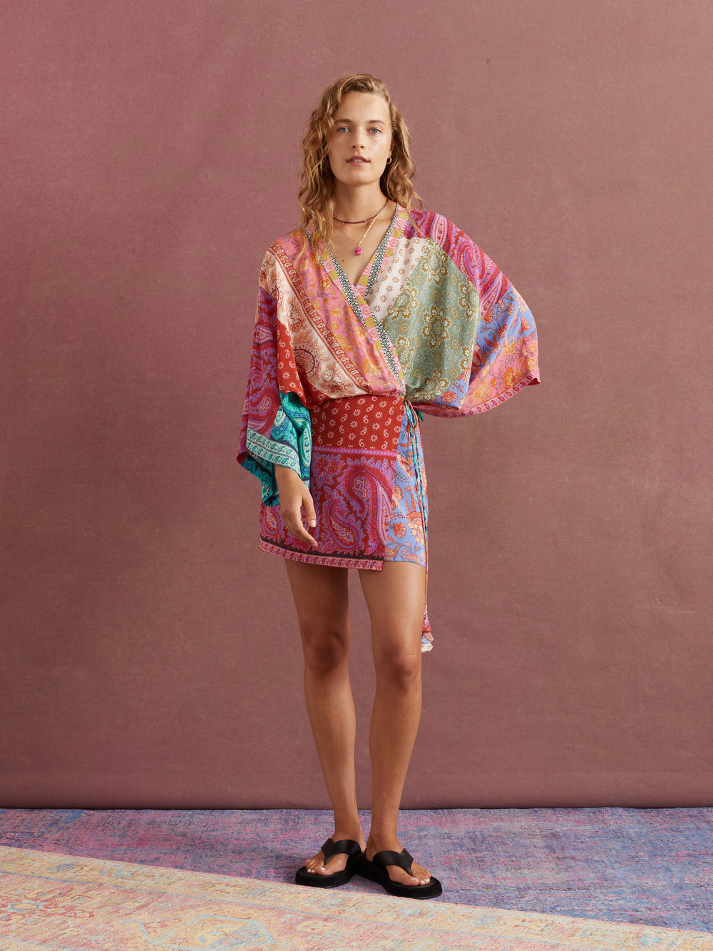 Kaleido Silk Robe Mini Dress | Boteh