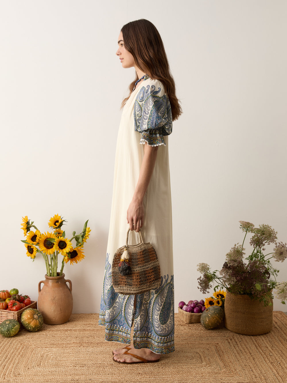 arcadia paisley puff sleeve maxi dress | Boteh