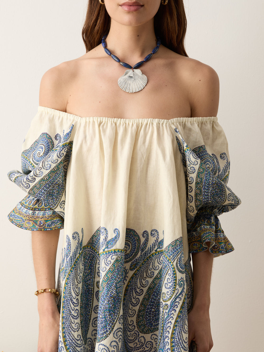 arcadia paisley puff sleeve mini dress | Boteh