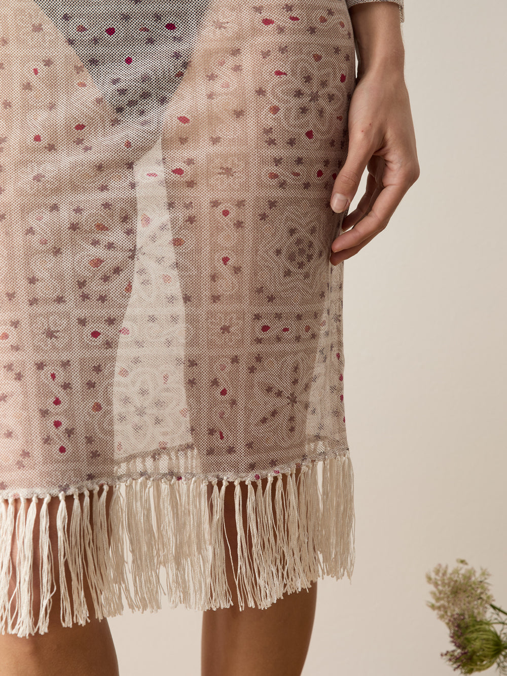 folkora long sleeve dress w fringe | Boteh