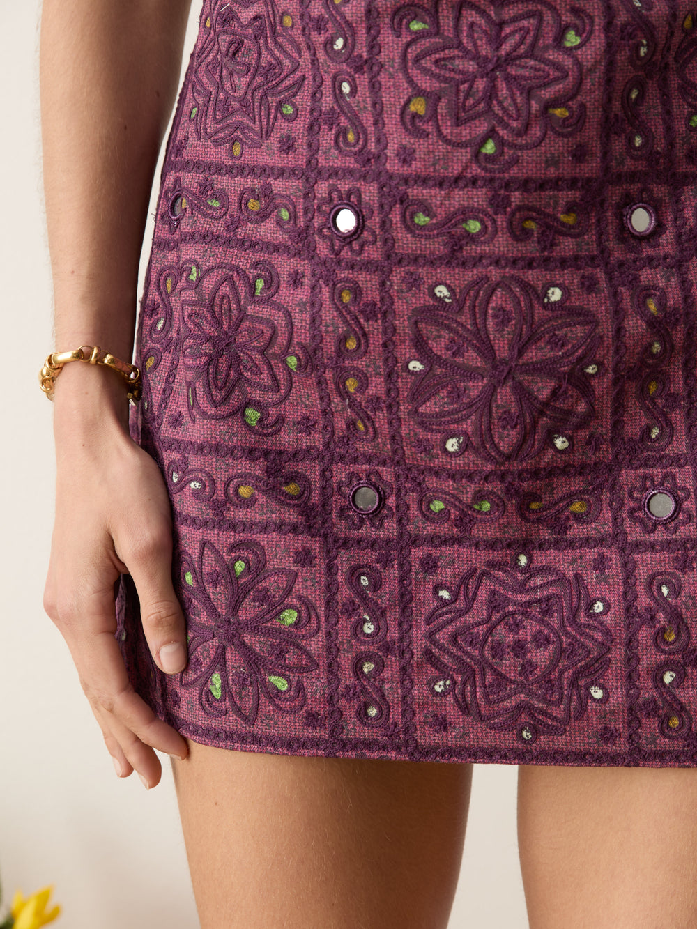 folkora embellished mini dress | Boteh