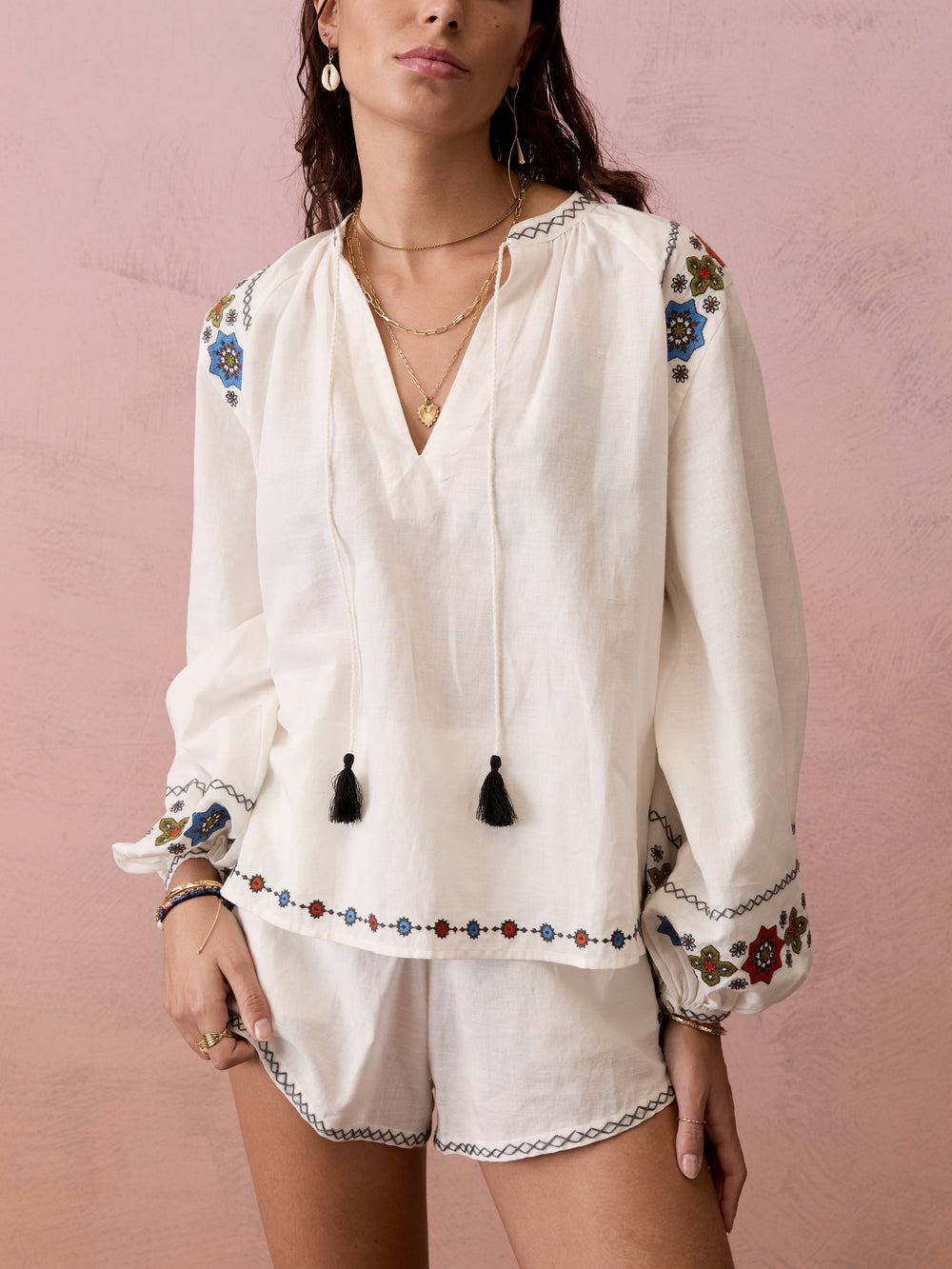 Castela Embroidered Smock blouse | Boteh