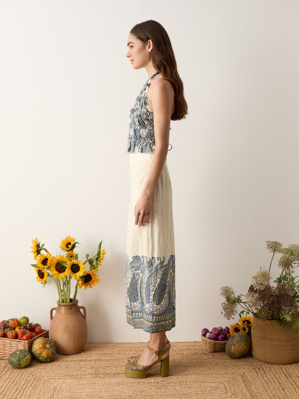 arcadia paisley maxi skirt w split | Boteh