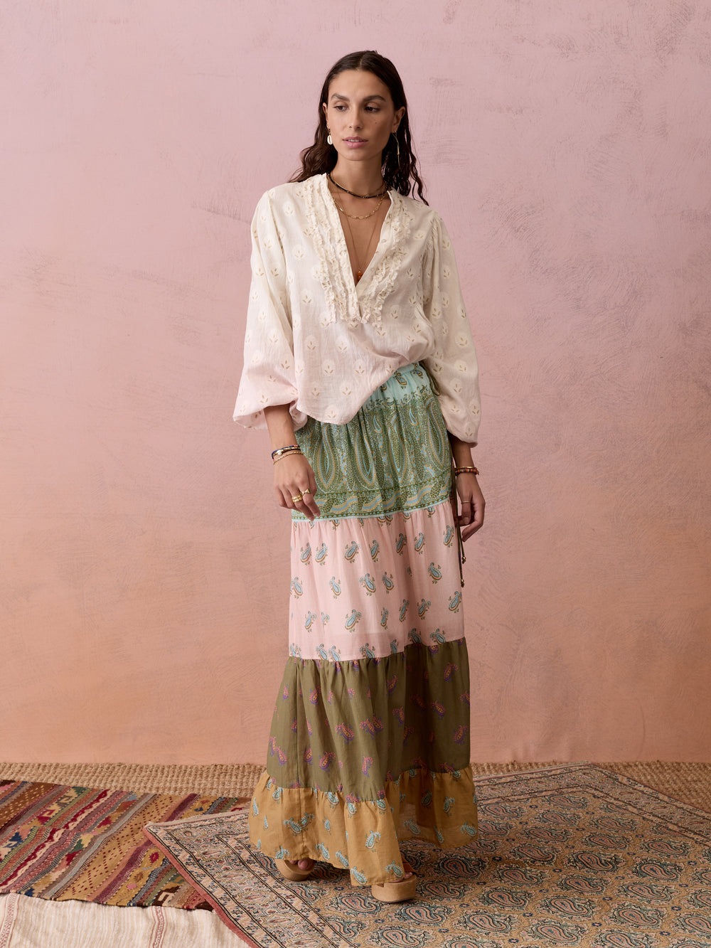 Lucent Tiered Maxi Skirt