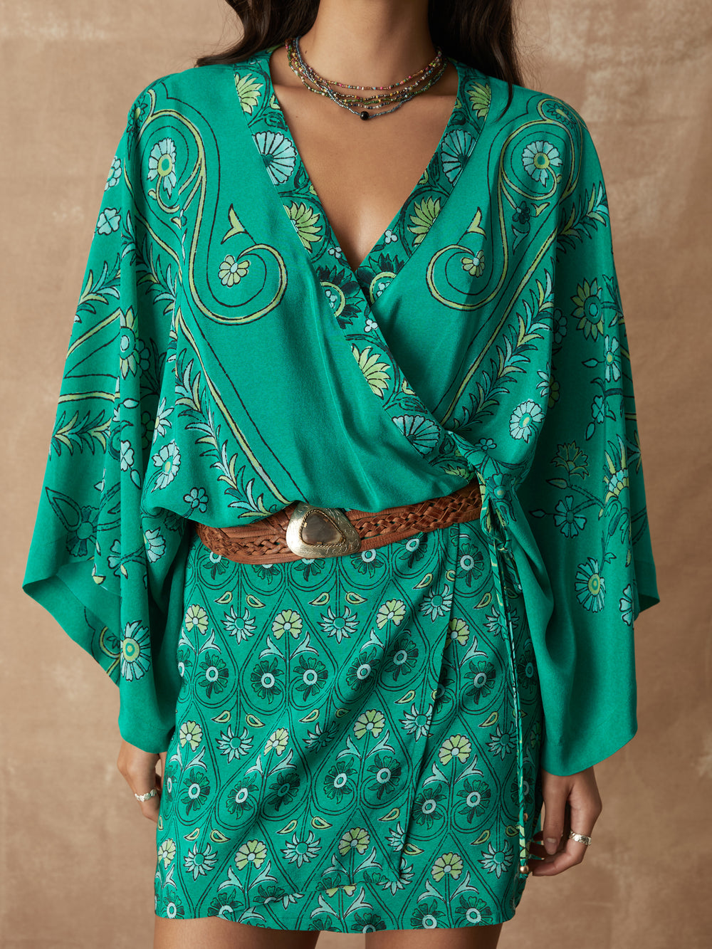 darjeeling silk robe mini dress | Boteh