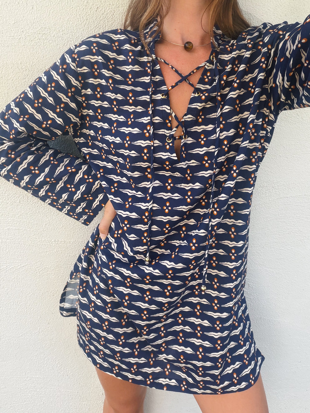 palmetto lace up tunic dress