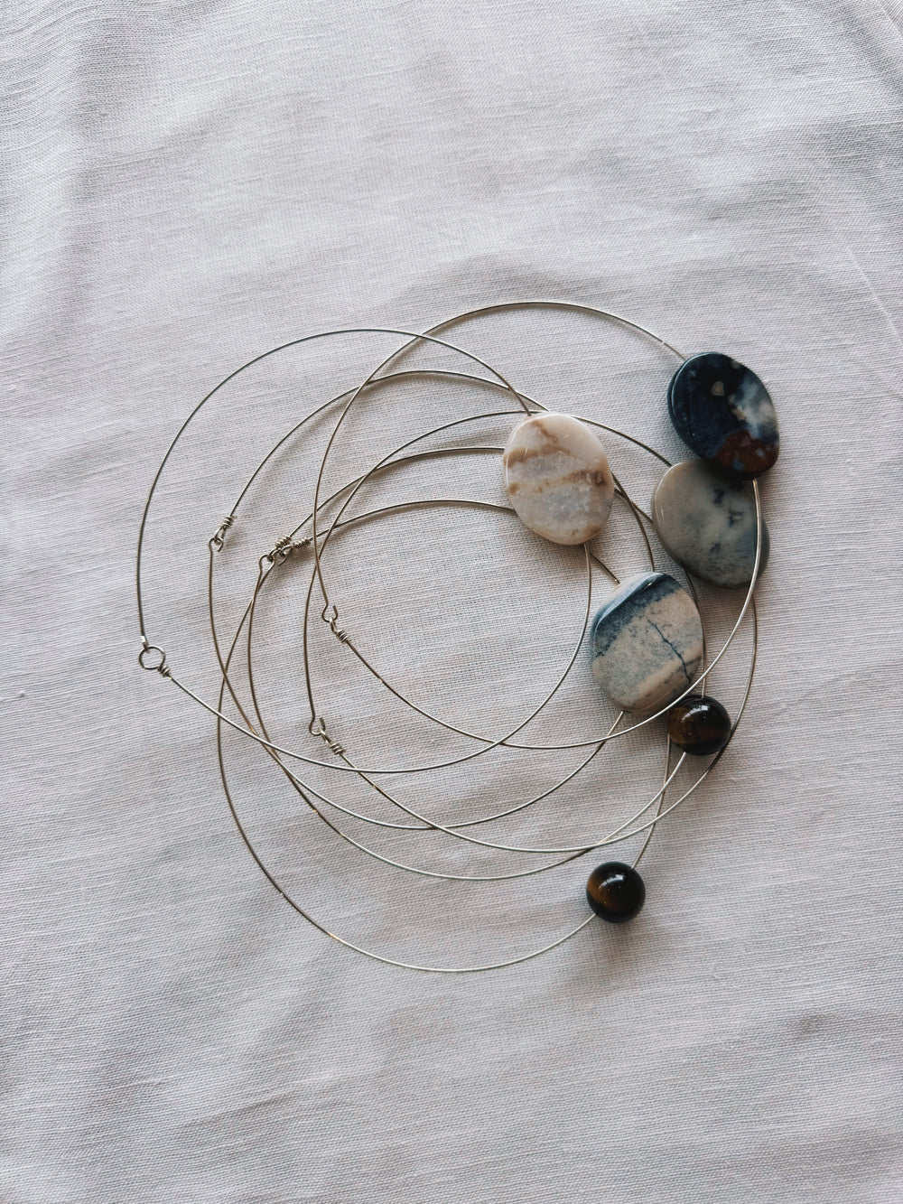 athena & co gem collar necklace silver stone | Boteh